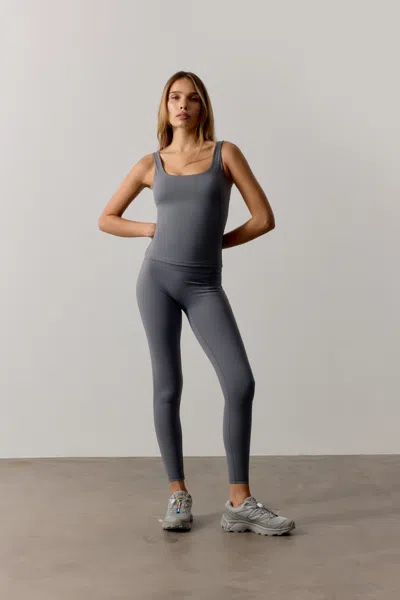 The Couture Club Sculpting Stretch Emblem Leggings - Graphite In Gray