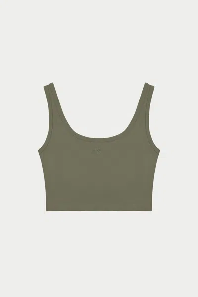 The Couture Club Sculpting Stretch Emblem Sports Bra - Khaki In Green