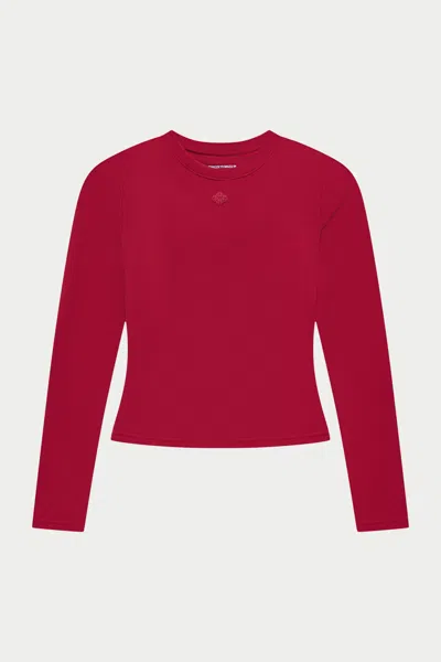 Sculpting Stretch Long Sleeve Top - Cherry In Red from The Couture Club