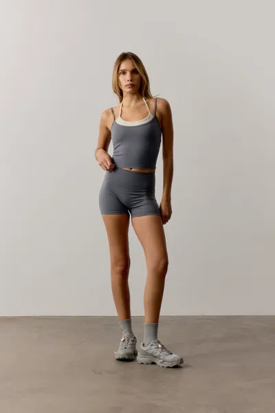 The Couture Club Sculpting Stretch Mini Shorts - Graphite In Gray