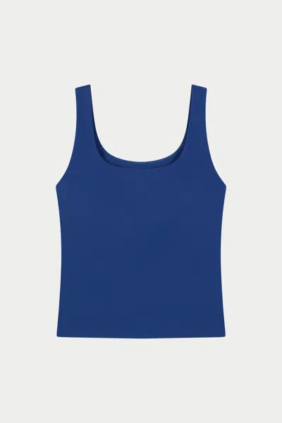 The Couture Club Sculpting Stretch Scoop Neck Sports Top - Blue