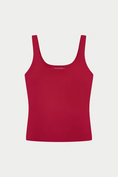 The Couture Club Sculpting Stretch Scoop Neck Sports Top - Cherry In Red