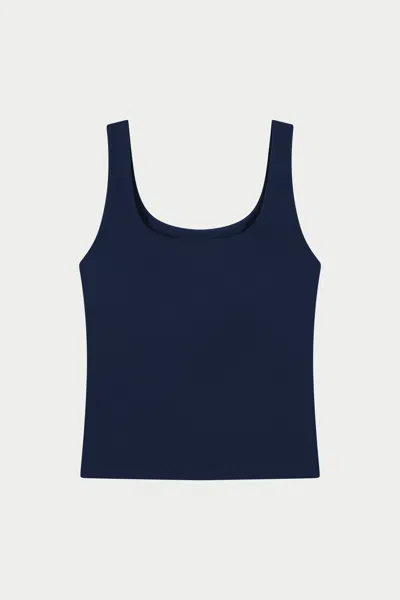 The Couture Club Sculpting Stretch Scoop Neck Sports Top - Dark Navy In Blue