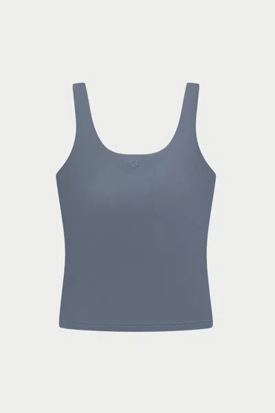 The Couture Club Sculpting Stretch Scoop Neck Sports Top - Graphite In Gray