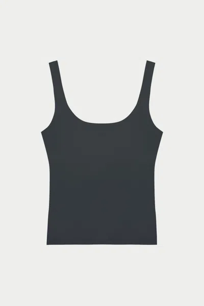 The Couture Club Sculpting Stretch Scoop Neck Sports Top - Midnight Grey In Gray