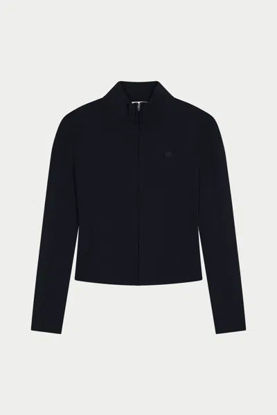 The Couture Club Sculpting Stretch Zip Up Jacket - Black In Blue