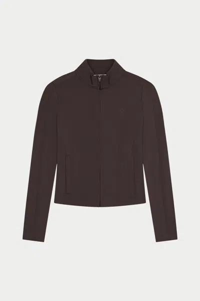 The Couture Club Sculpting Stretch Zip Up Jacket - Chocolate In Brown