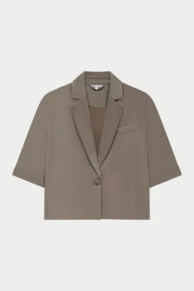The Couture Club Short Sleeve Blazer - Mushroom In Brown