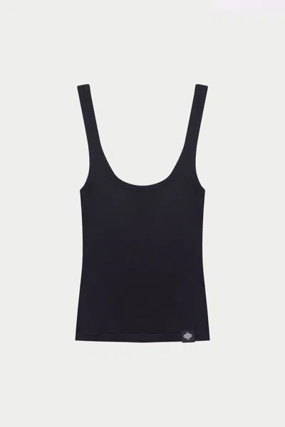 The Couture Club Slub Emblem Label Vest Top - Black
