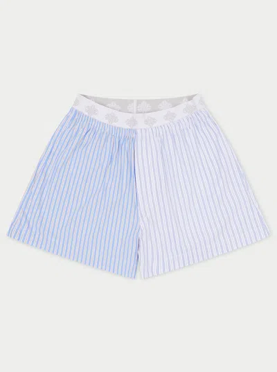 The Couture Club Spliced Stripe Shorts - Blue In Gray