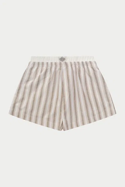 The Couture Club Stripe Boxer Waistband Woven Shorts - Beige In Multi