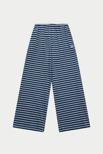 The Couture Club Stripe Brushed Cotton Trousers - Navy In Blue