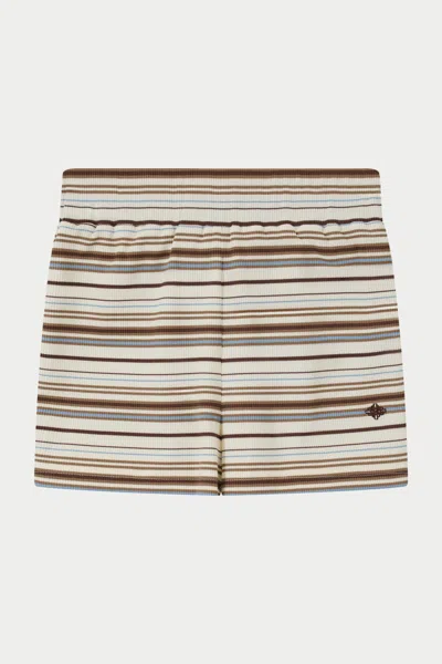 The Couture Club Stripe Mini Shorts - Beige In Multi