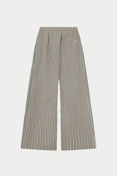 The Couture Club Stripe Thin Waistband Trousers - Khaki In Gray