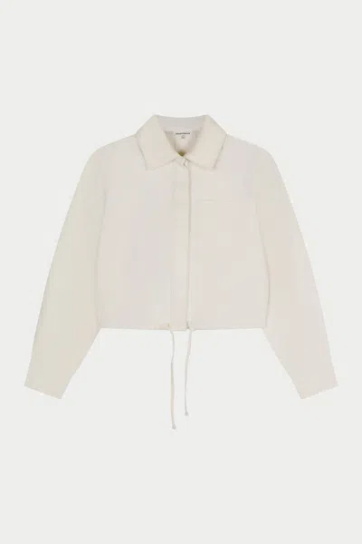 The Couture Club Tie Hem Shoulder Padded Denim Jacket - Ecru In Neutral