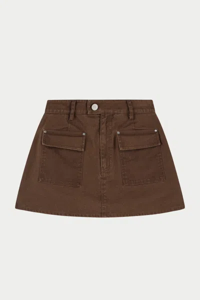 The Couture Club Washed Mini Skort - Chocolate In Brown