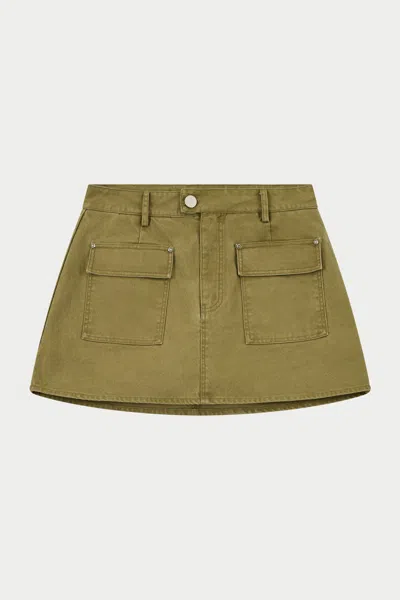 The Couture Club Washed Mini Skort - Khaki In Green