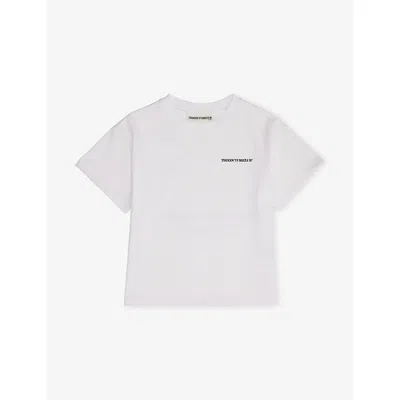 The Couture Club Kids' White Copyright Brand-print Cotton-blend T-shirt 1-10