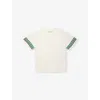 The Couture Club White Stripe-trim Crochet-knit T-shirt 1-8 In Neutral