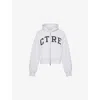 The Couture Club Womens Grey Marl Logo Text-embroidered Relaxed-fit Cotton-jersey Hoody