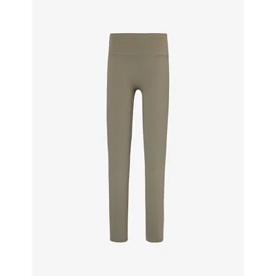The Couture Club Womens Khaki High-rise Slim-fit Stretch-woven Leggings In Khaki
