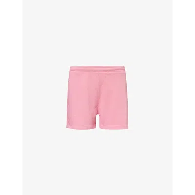 The Couture Club Washed Emblem Shorts In Pink