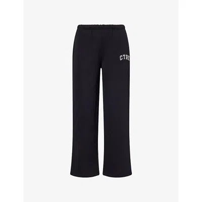 The Couture Club Womens Black Ctre Logo-embroidered Straight-leg Cotton Jogging Bottoms