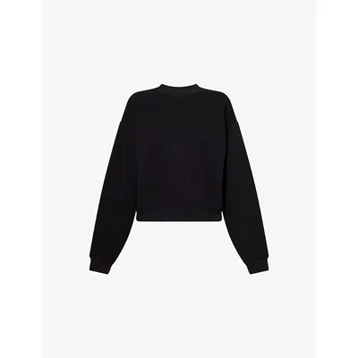 The Couture Club Womens Embroidered-logo Cropped-fit Cotton-jersey Sweatshirt Black