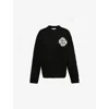 The Couture Club Womens Black Fluffy-emblem Round-neck Jumper