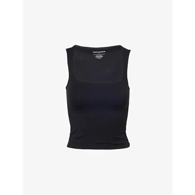 The Couture Club Womens Sculpt Scoop-neck Stretch-woven Top Black
