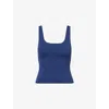 The Couture Club Womens  Sculpt Scoop-neck Stretch-woven Top In Blue