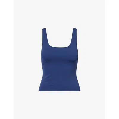 The Couture Club Womens  Sculpt Scoop-neck Stretch-woven Top In Blue
