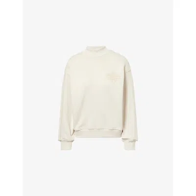 The Couture Club Womens Bone Chenille-emblem Relaxed-fit Cotton Sweatshirt In Neutral