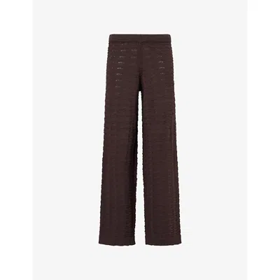 The Couture Club Womens Brown Crochet Cotton Knit-trousers
