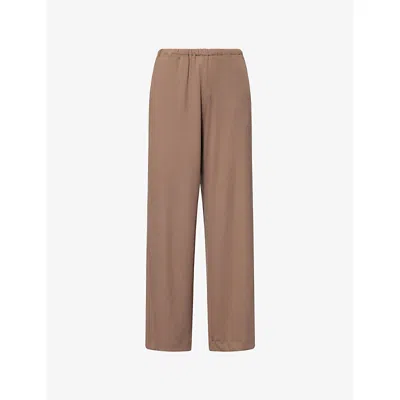 The Couture Club Womens  Wide-leg Ribbed Cotton-jersey Jogging Bottoms In Brown