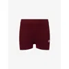 The Couture Club Womens Emblem-embroidered Ribbed-knit Cotton Mini Shorts Burgundy In Brown