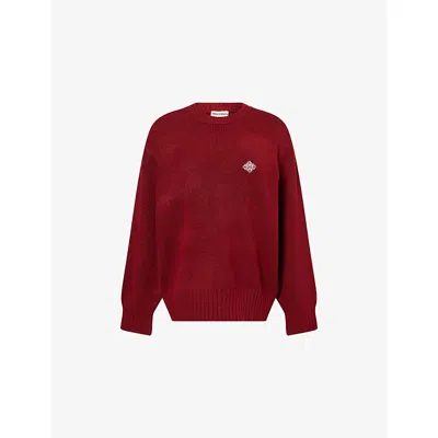 The Couture Club Womens Burgundy Emblem Fluffy Knitted Jumper Xs