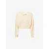 The Couture Club Womens Buttermilk Emblem V-neck Knitted Jumper In Neutral