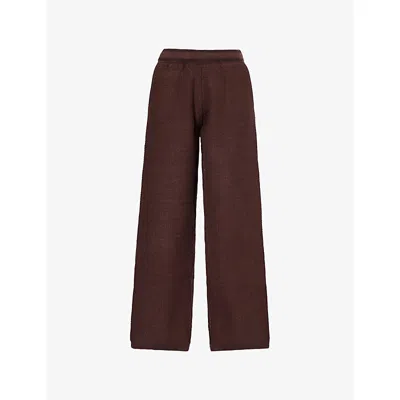 The Couture Club Womens Chocolate Contrast-stripe Straight-leg Knitted Jogging Bottoms Xs In Brown