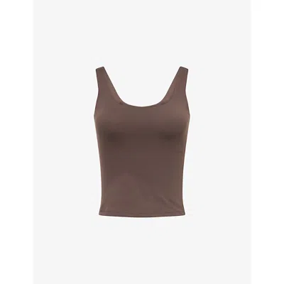 The Couture Club Womens Chocolate Sculpt Scoop-neck Jersey Top In Brown