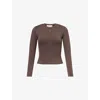 The Couture Club Womens Chocolate Sculpting Long-sleeve Tech-jersey Top In Brown