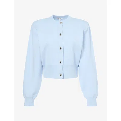 The Couture Club Womens Compact Sculptural-button Knitted Cardigan Blue