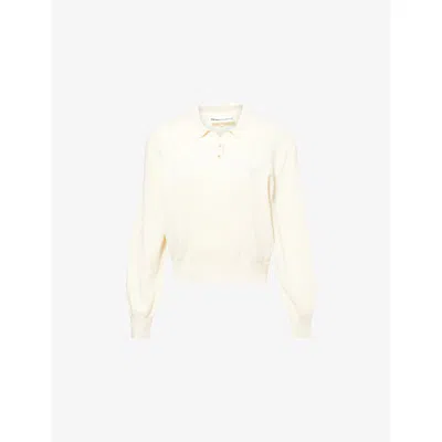 The Couture Club Womens  Ribbed Brand-patch Cotton-knit Rugby Shirt
