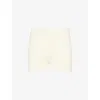 The Couture Club Womens Ribbed Brand-patch Cotton-knit Shorts Cream In White