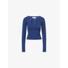 The Couture Club Womens  Sculpt Scoop-neck Stretch-woven Top In Blue