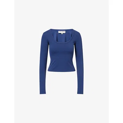 The Couture Club Womens  Sculpt Scoop-neck Stretch-woven Top In Blue