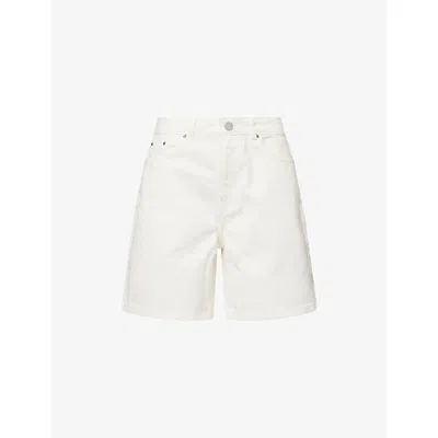 The Couture Club Womens Ecru Regular-fit Straight-leg Denim Shorts In Nude