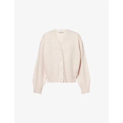 The Couture Club Womens Pink Emblem Fluffy Knitted Cardigan Xs