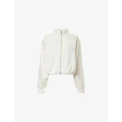 The Couture Club Womens Funnel-neck Balloon-hem Cotton Jacket Off White