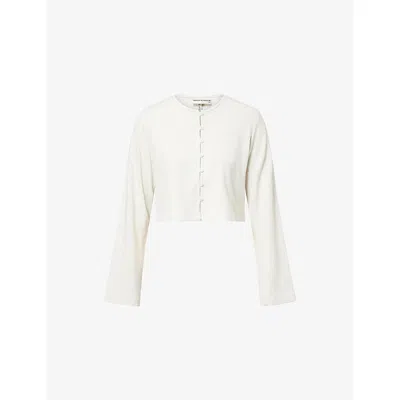 The Couture Club Womens  Button-through Ribbed Cotton-jersey Top In Gray
